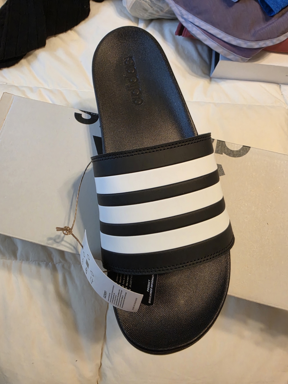 Adidas Mens Adilette Slide Sandal in Black/White